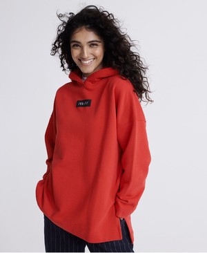 Superdry Edit Oversized Női Kapucnis Pulóver Piros | NWDBA9845